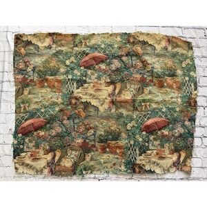 Vintage Romantic Scene French Country Tapestry Woven 26"x 38" Upholstery 2 Piece